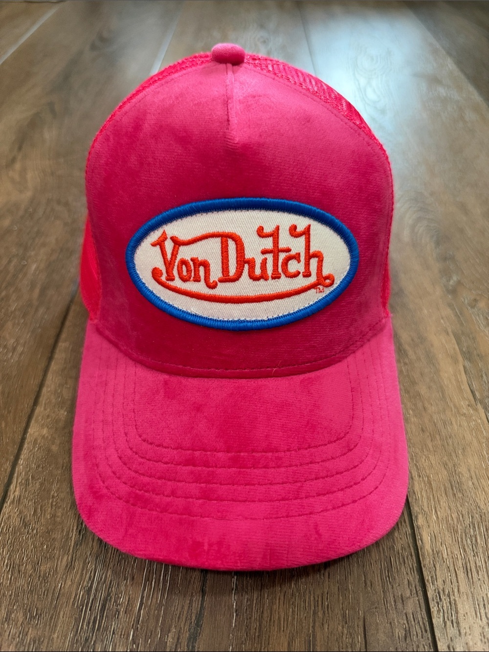 Von Dutch Hot Pink Logo Cap with Blue Trim
